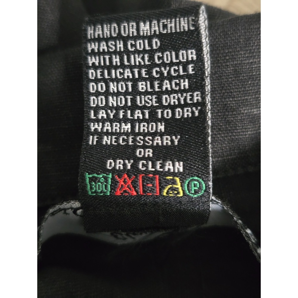 Elements by Arnold Zimberg Black Button Front 100% Linen Embroidered Sz XXL - Picture 4 of 4